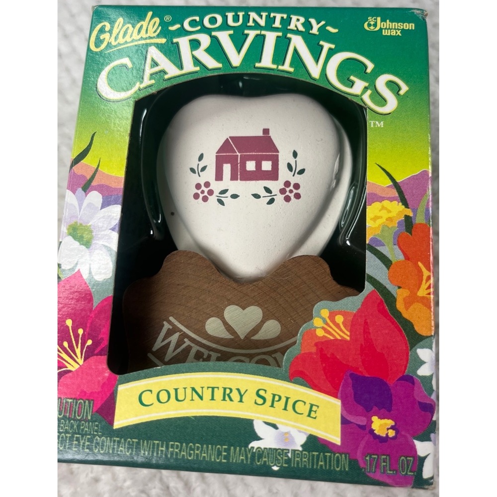 Glade Country Carvings Poterry Heart‎ Air Freshener Country Spice New